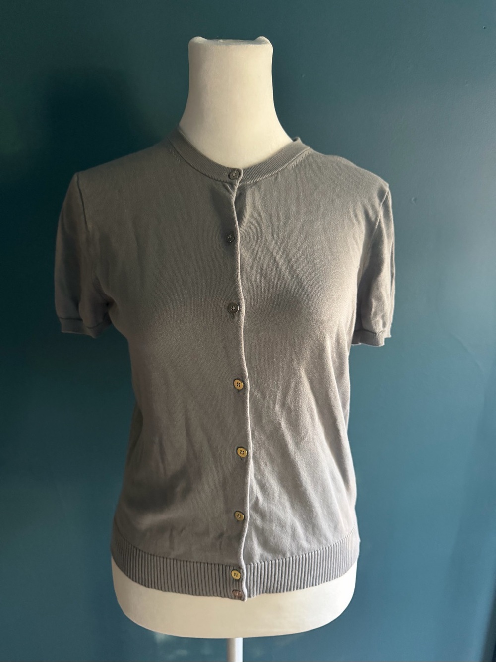 J. Crew Short Sleeve Button-Front Cardigan - Gray